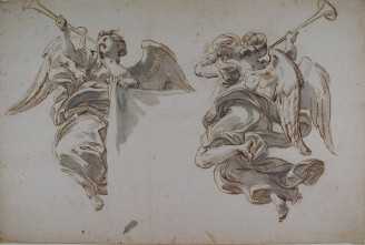 Giovanni Battista Gaulli (1639-1709), Two allegorical Figures of Fame. Ashmolean Museum, Oxford
